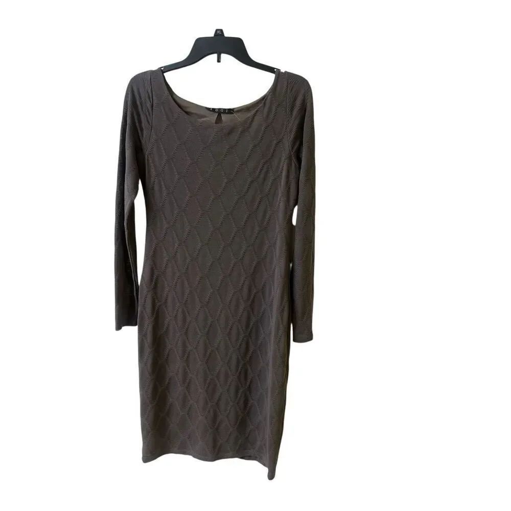 AGGI designer dress gray texture print sz 42 US large